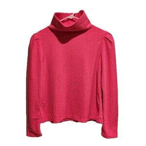 Dudley Stevens Puff Sleeve Cowl Neck Fleece Hot Pink Size Large